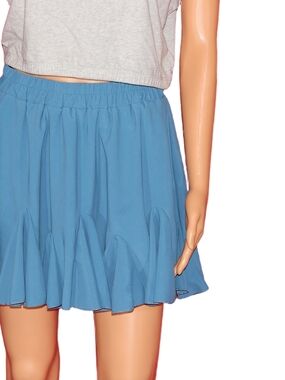Sky Blue Mini Skirt with Flared Hem